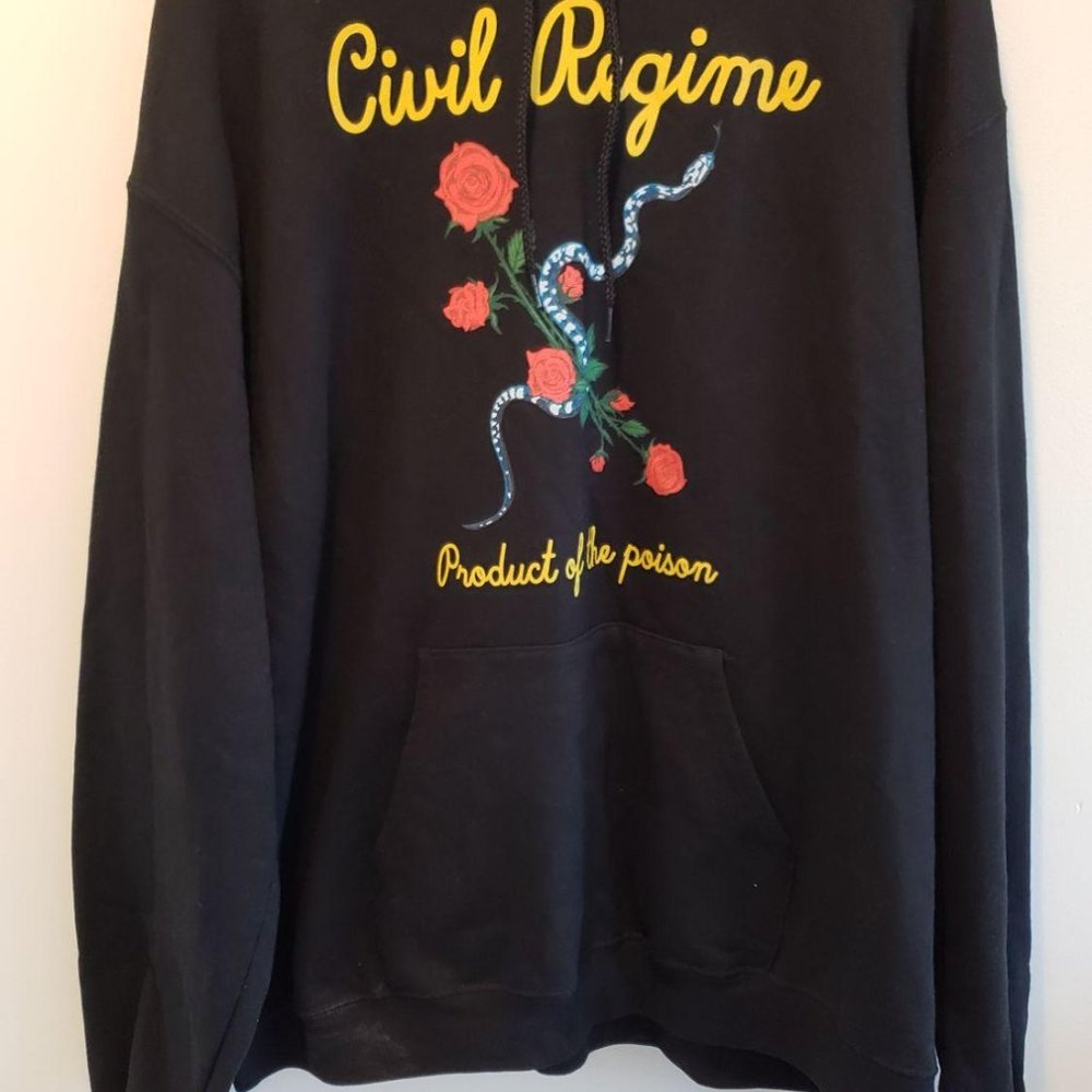 Civil Rigime Black Hoodie w/ Roses and Snake XL